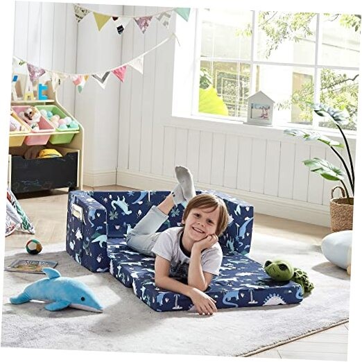 Kids Fold Out Couch 2-in-1 Children Convertible Sofa to Lounger with Soft