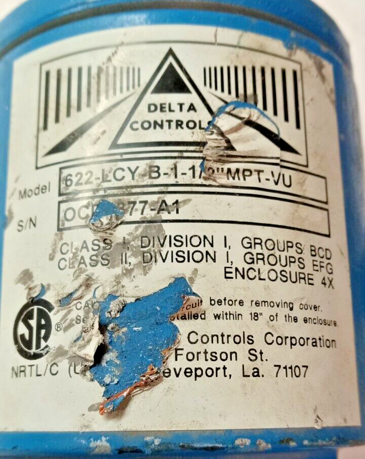 NEW DELTA CONTROLS DIRECT INSERT FLOW CONTROL SWITCH 622-LCY-B-1-1-1/2"MPT-VU