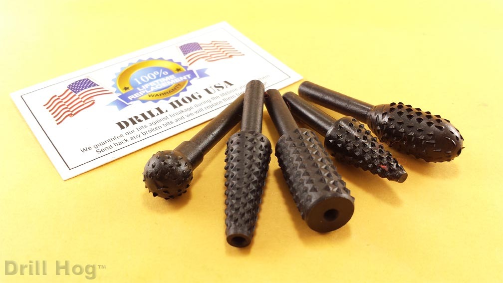 Drill Hog 5 PC Rotary Burr Set  Rotary Burrs Rasp HSS Grinding Lifetime Warranty
