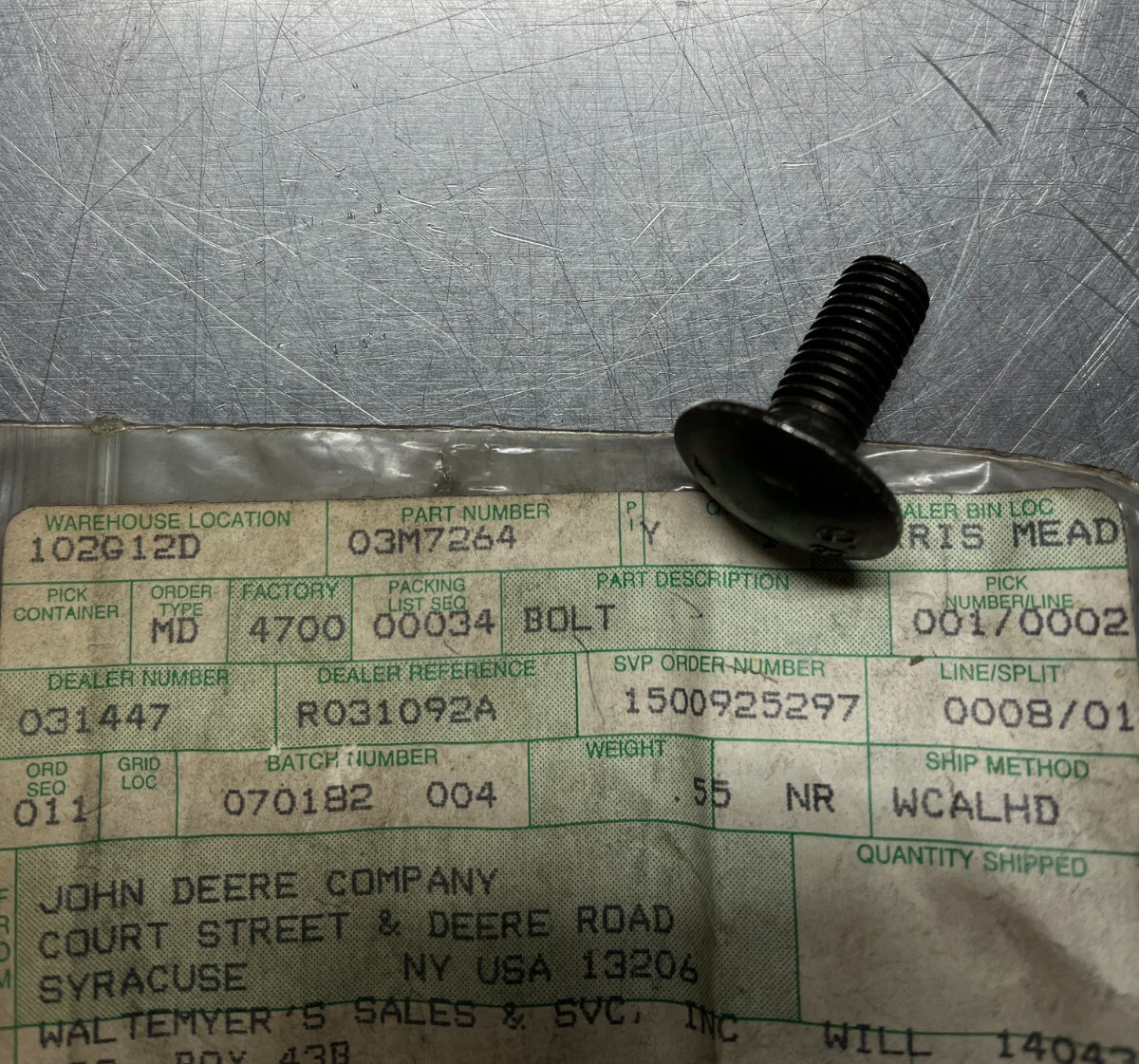 03M7264 GENUINE OEM John Deere BOLT