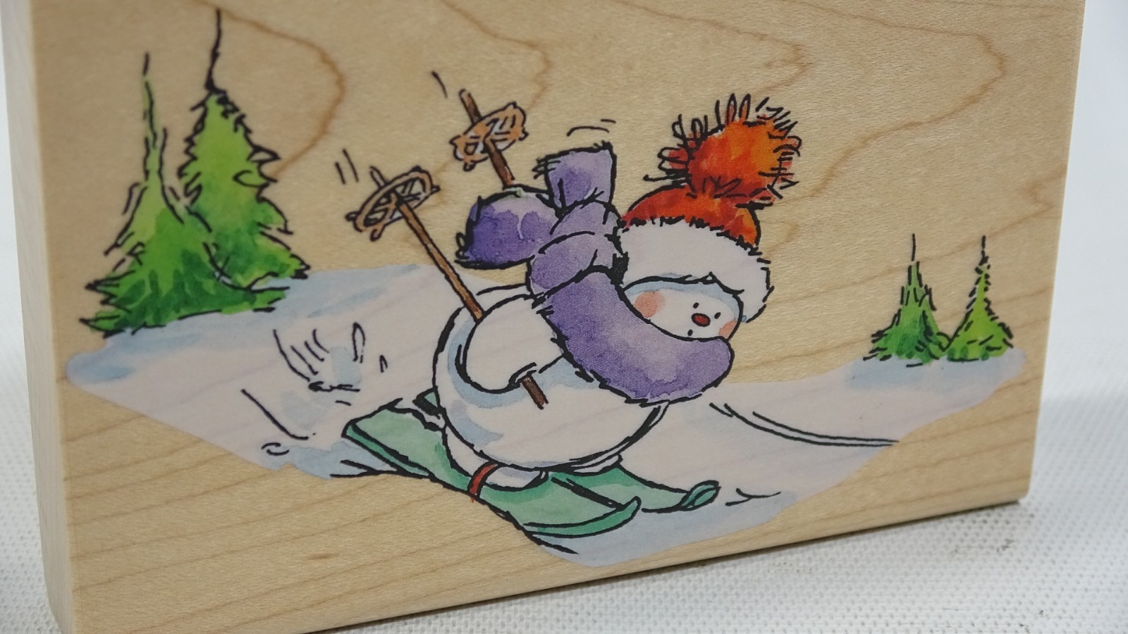 2004 Penny Black Rubber Stamp Skiing Snowman 2994K