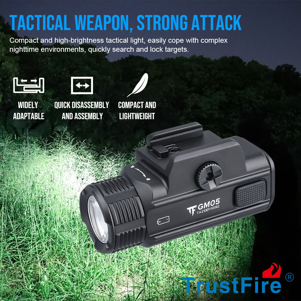 TrustFire 1050LM Rechargeable Tactical Weapon LED Flashlight LED Pistol Light