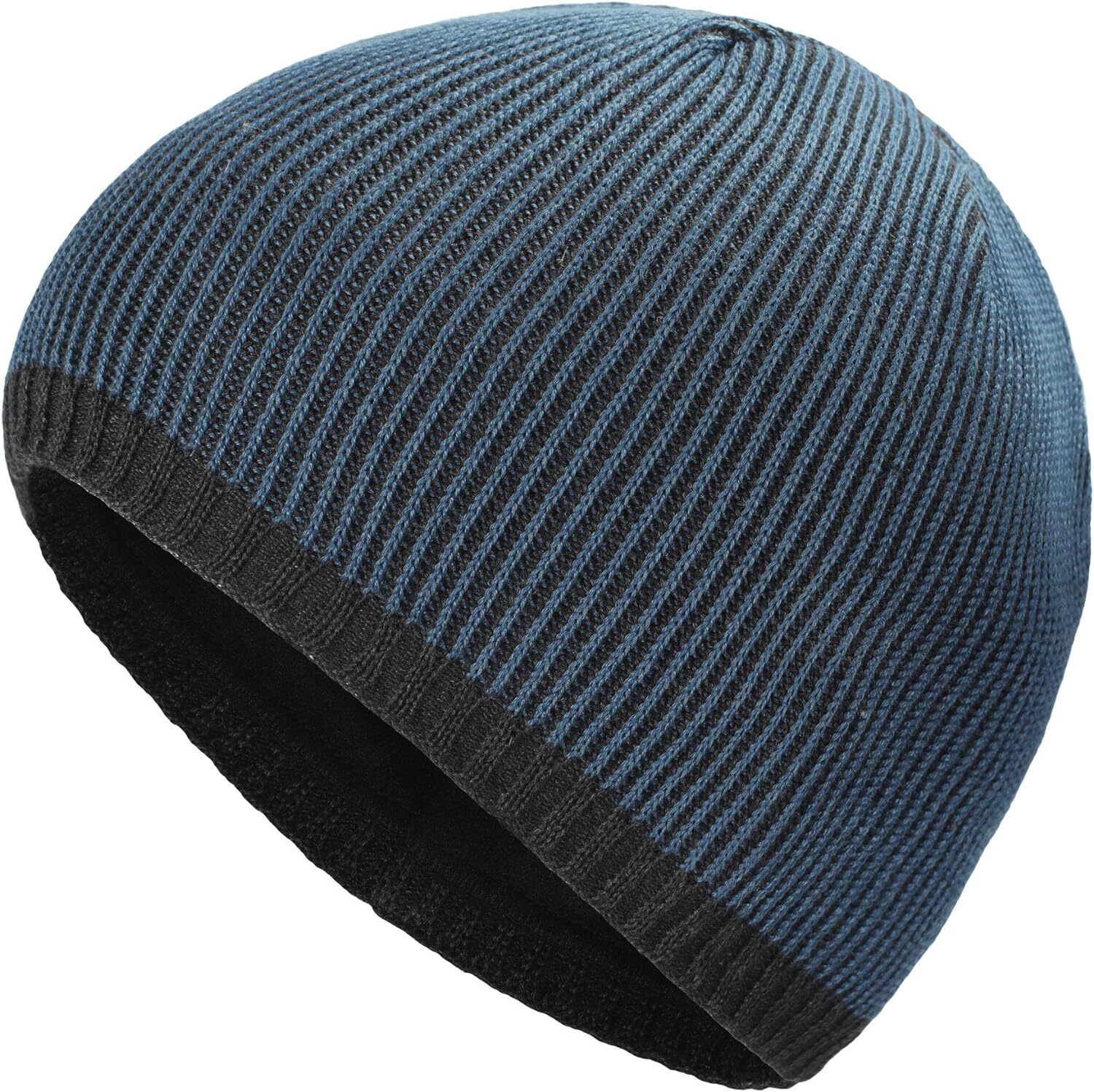 ZLYC Men Fashion Knit Fisherman Beanie Hat Winter Warm One Size, Plain Blue