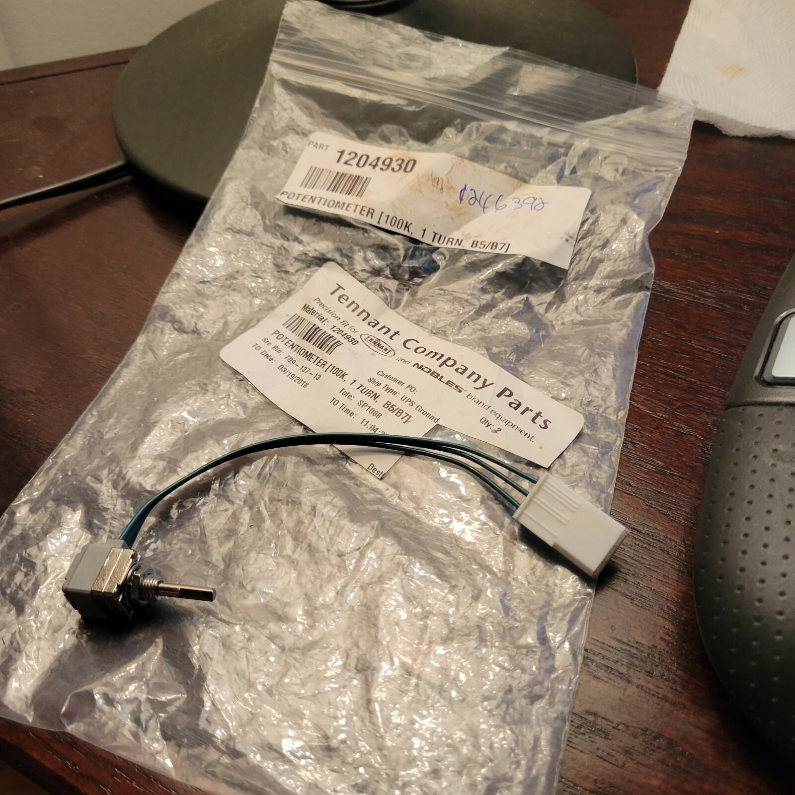 1246392 tennant potentiometer 100k B5/B7