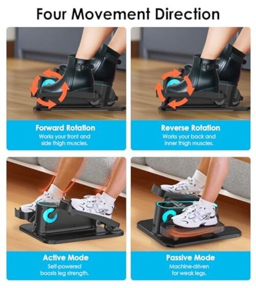 2025 New Under Desk Elliptical Machine,Portable Seated Pedal Exercise Blue