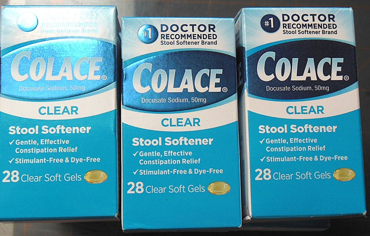 3 Colace Stool Softener 50mg Docusate Sodium Clear Soft Gels 84ct total Ex9/2027