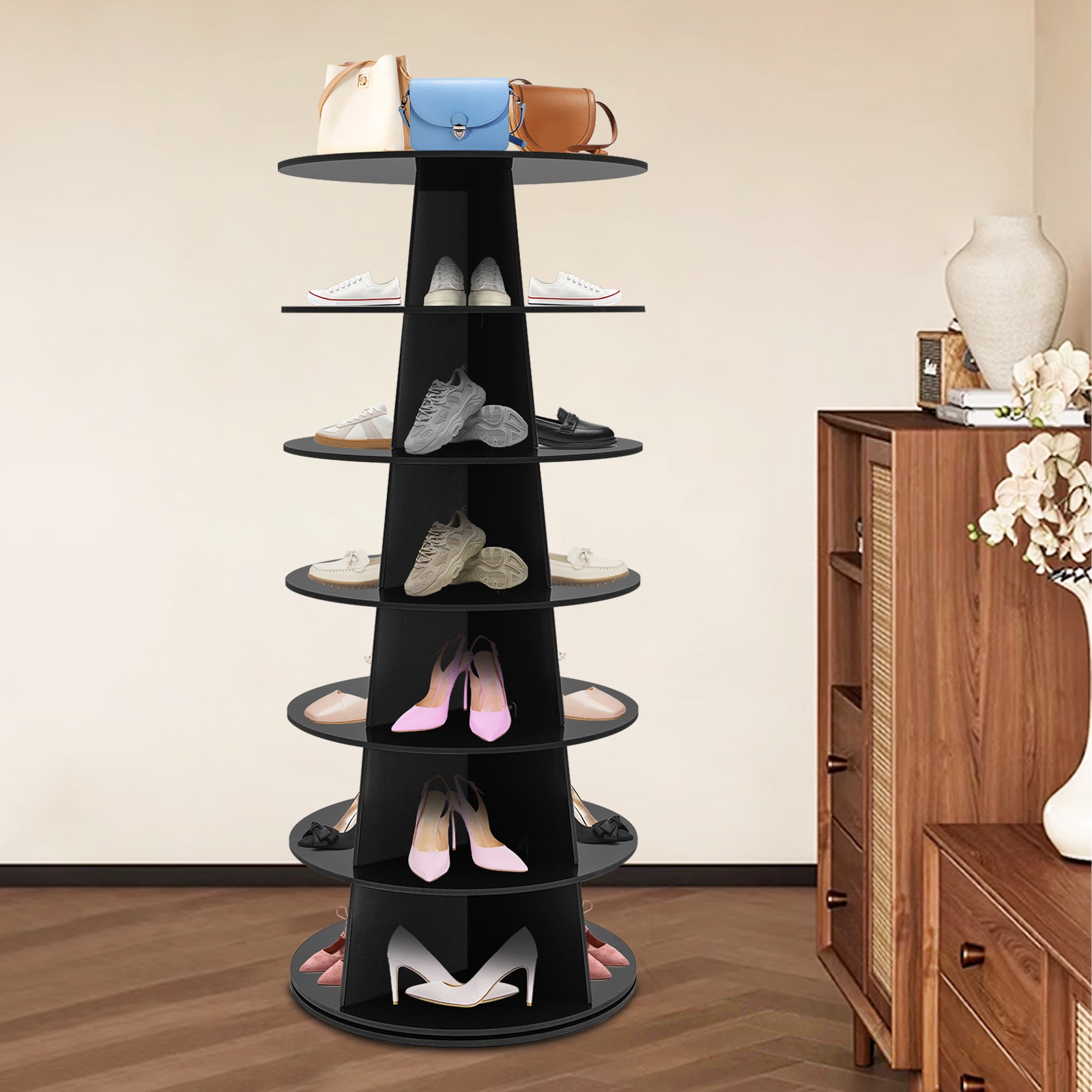 Rotating Shoe Rack, Spinning Shoe Rack, 360?? Revolving Shoe Storage Organizer