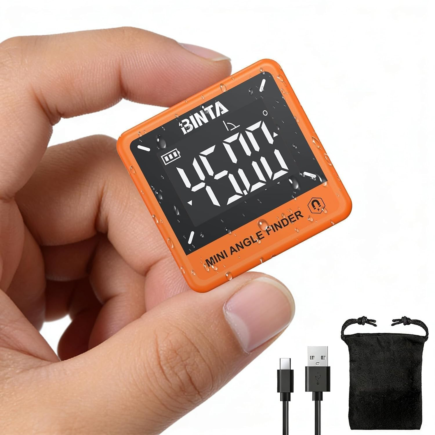 Digital Angle Finder Magnetic, IP54 Waterproof Dustproof Gauge Orange |