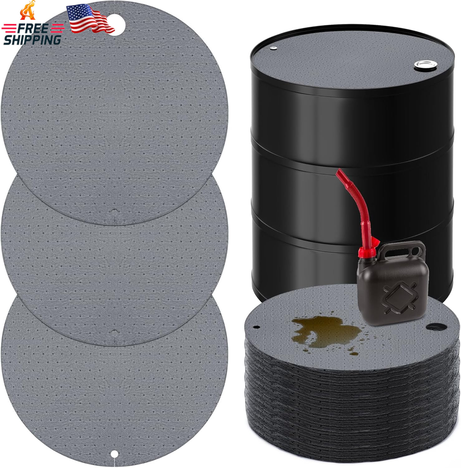 Drum Top Absorbent Pads for 55 Gallon Barrel 15 Pcs, Water Absorbent Mat Oil Spi