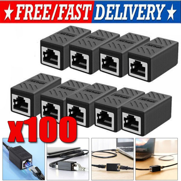 RJ45 Inline Coupler Cat6/Cat5e Ethernet Network Cable Extender Connector lot