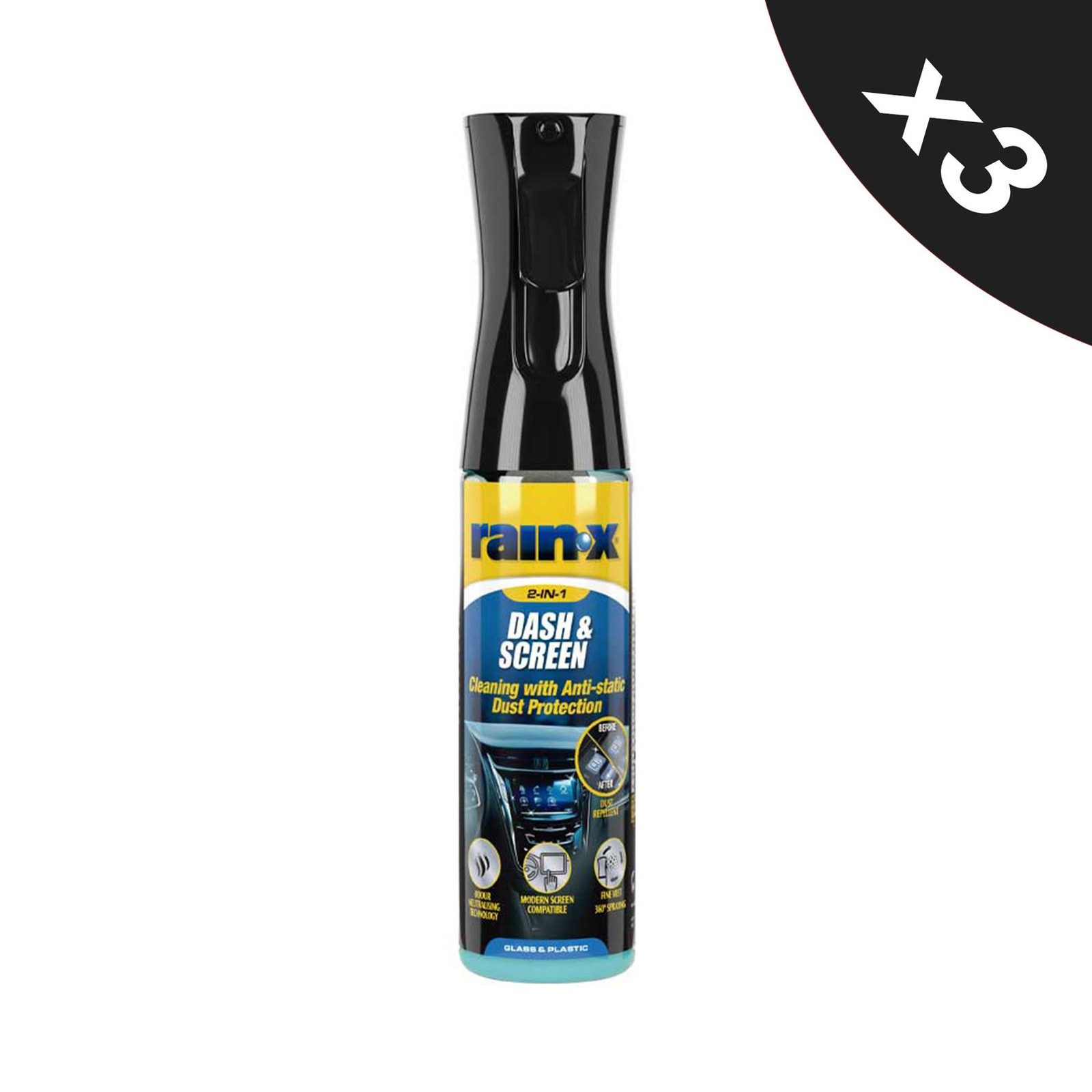 RAIN-X Car Interior Cleaner Detailer Plastic Dashboard Dash Protectant  3x300ml