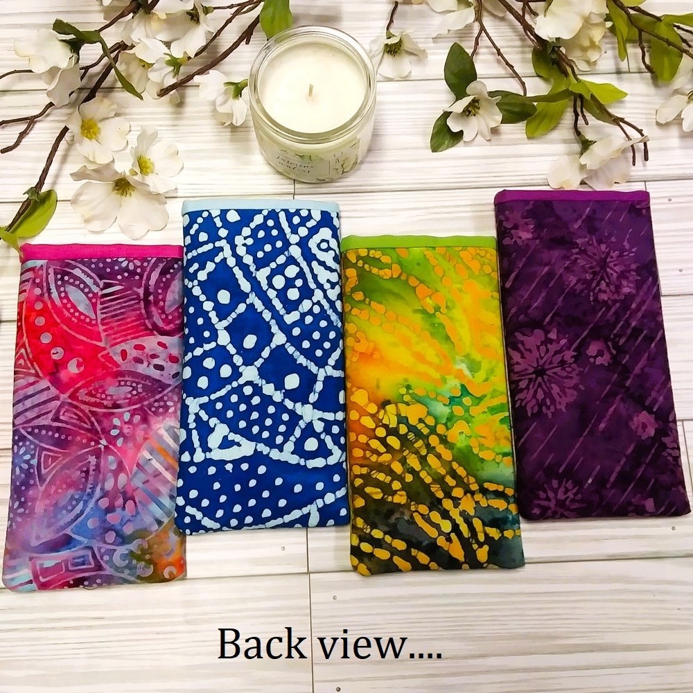 BATIK TIE DYE Eyeglass Readers Case/Pouch, Padded, Button Accent, Handmade