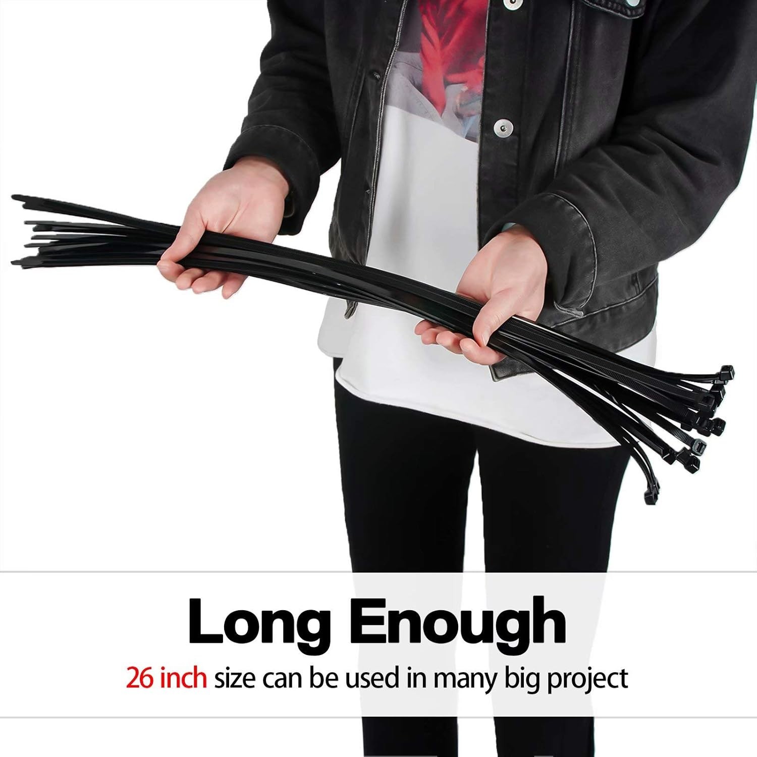 Large Zip Ties Heavy Duty Big Cable Extra Long Tie Wraps Black 26