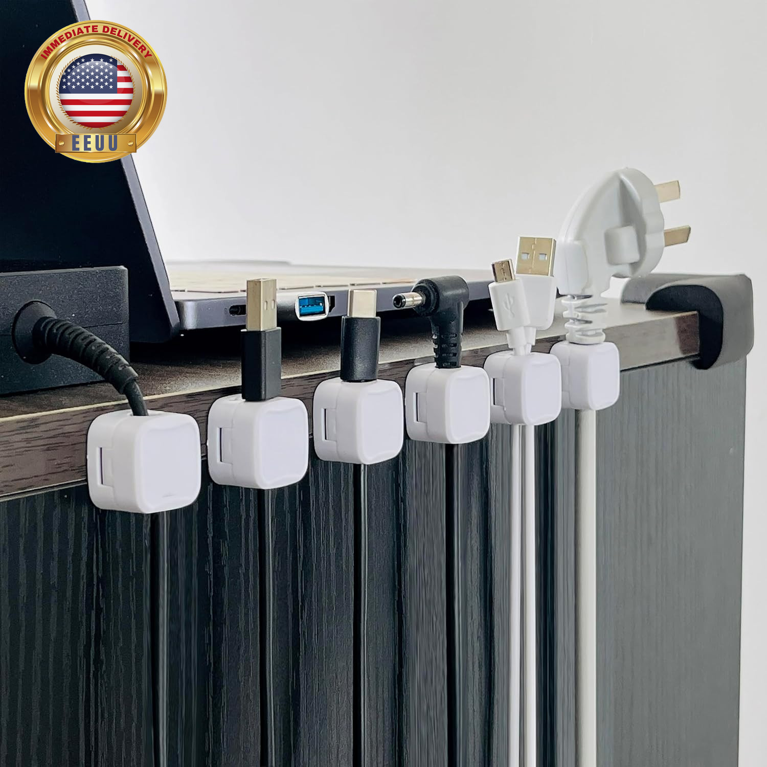Cord Organizer 6 Pack, Strong Adhesive Desk Cable Management Easy Open, Harging