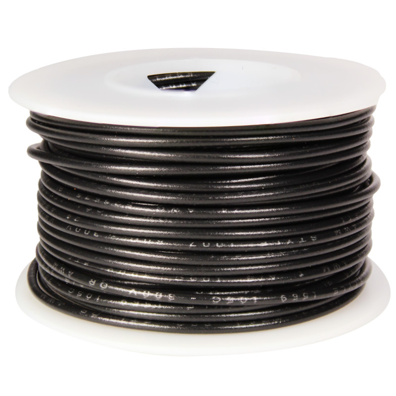 Wire, Weico, 24AWG Stranded, Top Coat Pre-Tinned, 300V, 50 feet, Color: Black