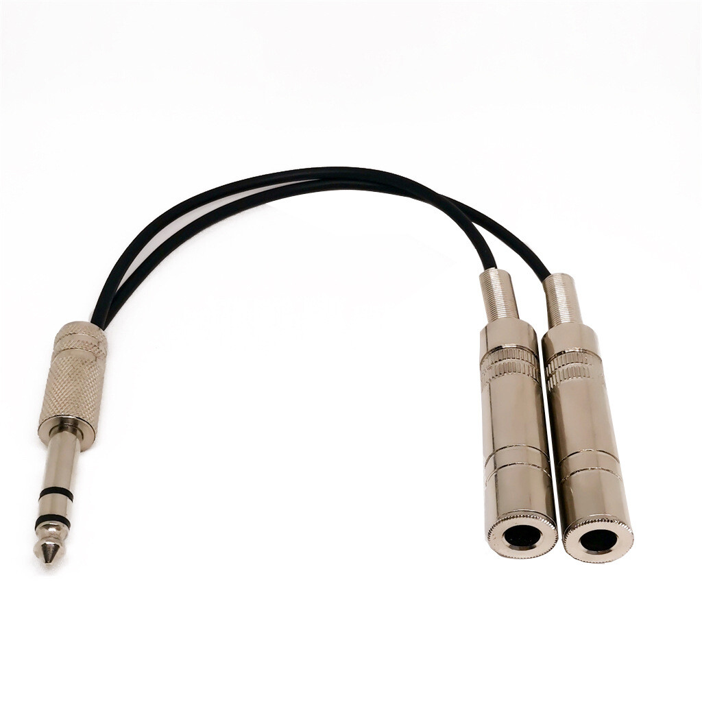 2pcs 1/4" Stereo Male to Dual 1/4" TRS Female Audio Y Splitter Cable Connector