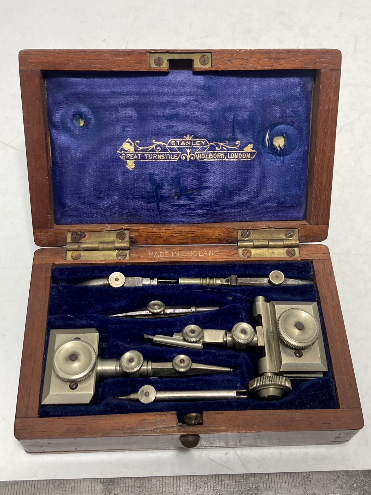 Vintage Stanley Drafting Beam Compass Trammel Set Antique Technical Drawing Tool