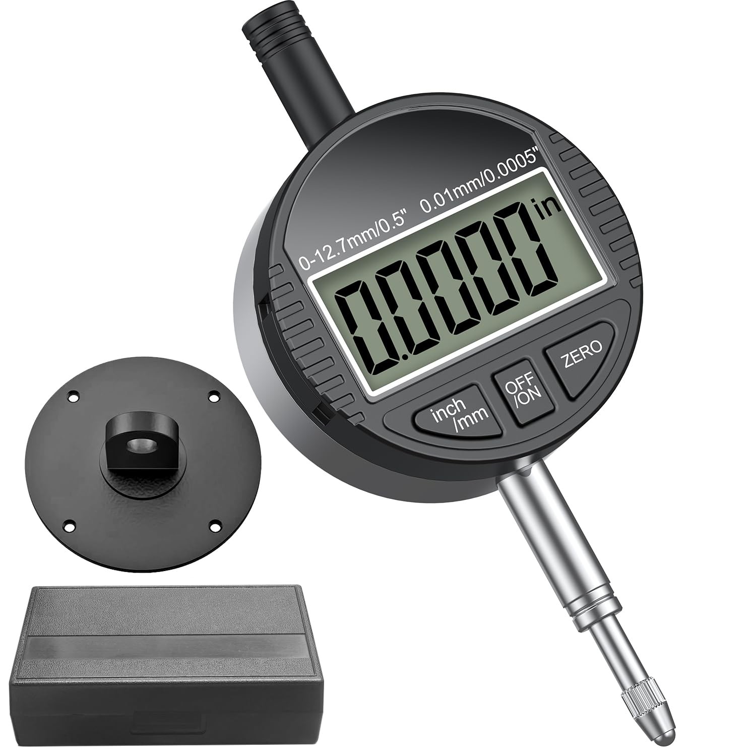 HDLNKAK Electronic Digital Dial Indicator Gauge 0-12.7Mm/0.5â€ Inch/Metric C...