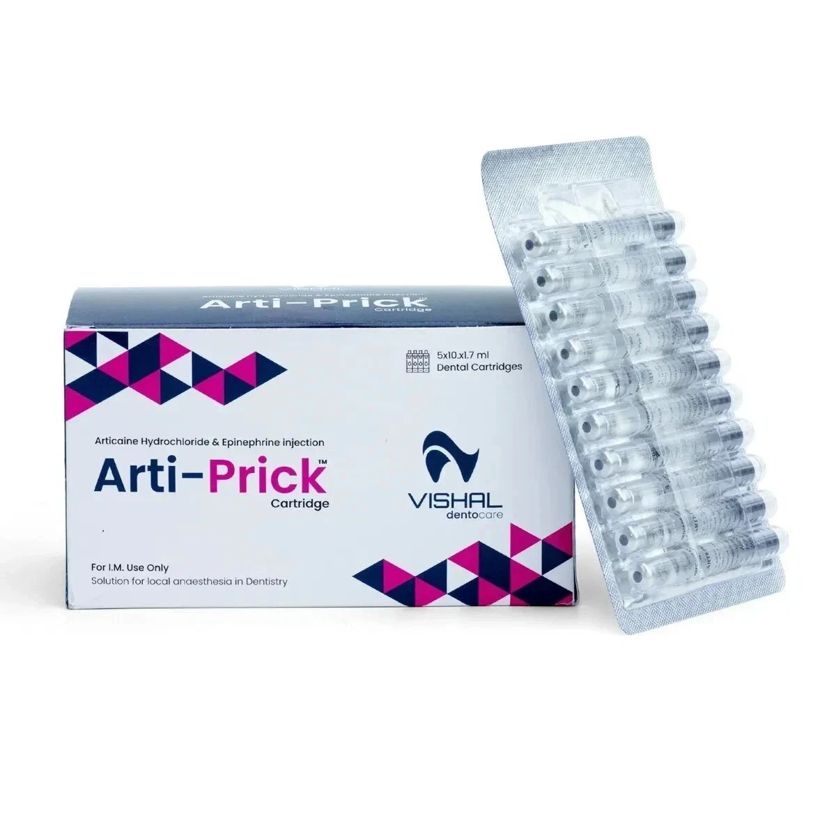 Vishal 4% Articaine With 1:100,000 Epinephrine 50 cartridges ( free shipping)