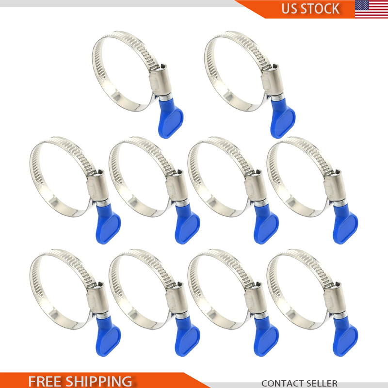 10Pcs 32-50mm (1-1/4 to 2) Stainless Steel Thumb Screw Hose Clamp