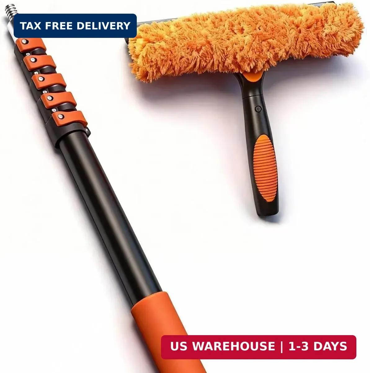 30FT High Window Cleaning Kit, 5-24 FT Telescoping Extension Pole with Dual Acti