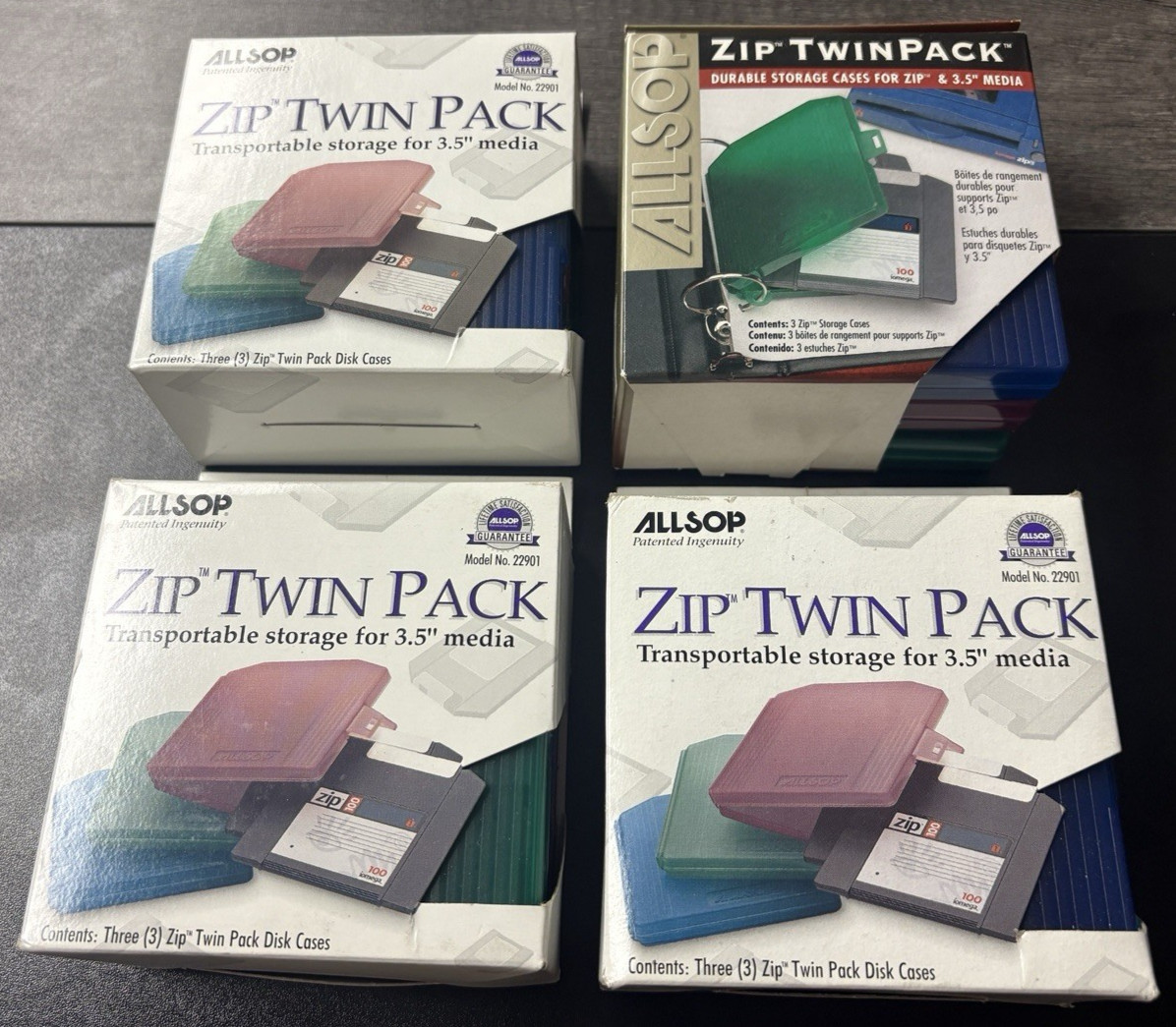 Lot of 4 Allsop 3 ZIP Twin Packs, Transportable storage for 3.5" media, NEW