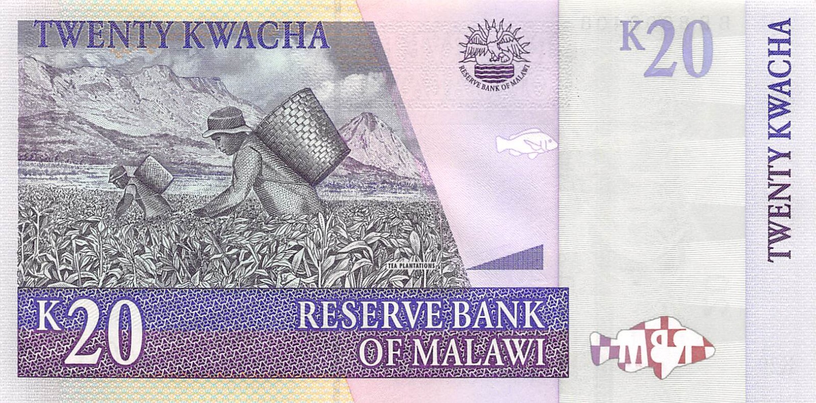 Malawi  20  Kwacha   31.10.2007  Series  BB  Uncirculated Banknote 2D2