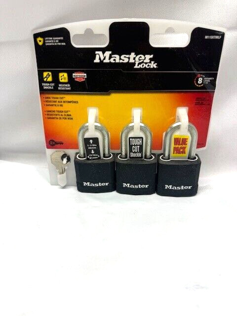 Master Lock M115XTRILF Magnum Heavy Duty Outdoor Padlock with Key, 3 Pack *New