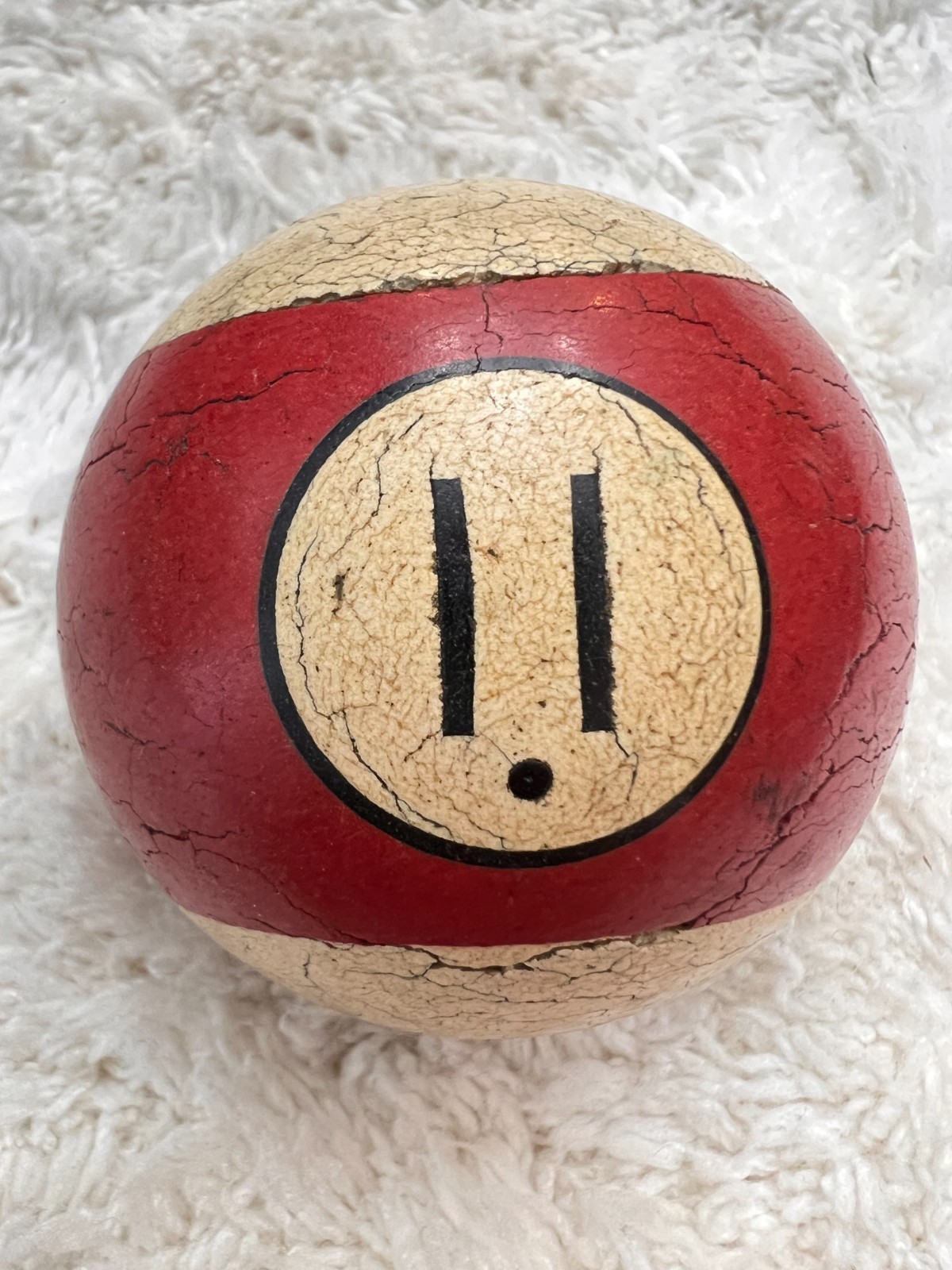Rare Vintage 2 1/4" Clay Pool Ball, Dot Under Number, 11 Ball