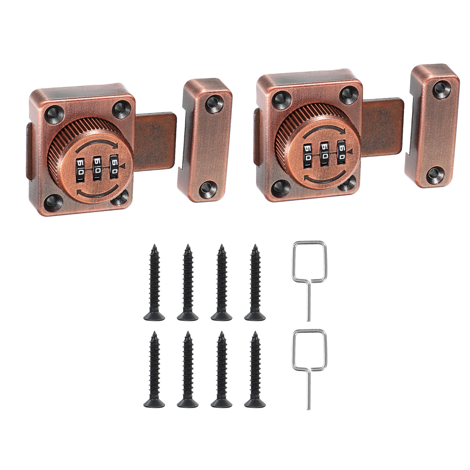 2Pcs Combination Cabinet Latch 3-Password Lock for One-Way Door Cabinet Copper