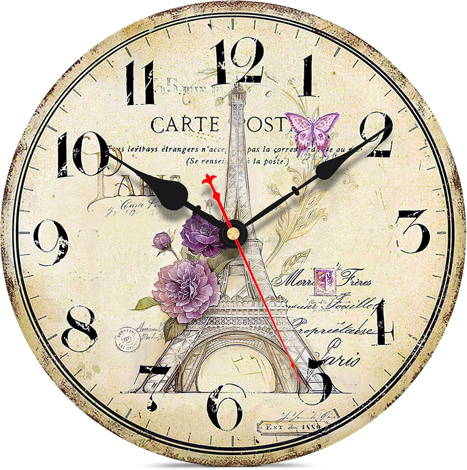 14 Inch Wall Clock, Vintage/Country/French Style Wooden Clock, Family Decoration