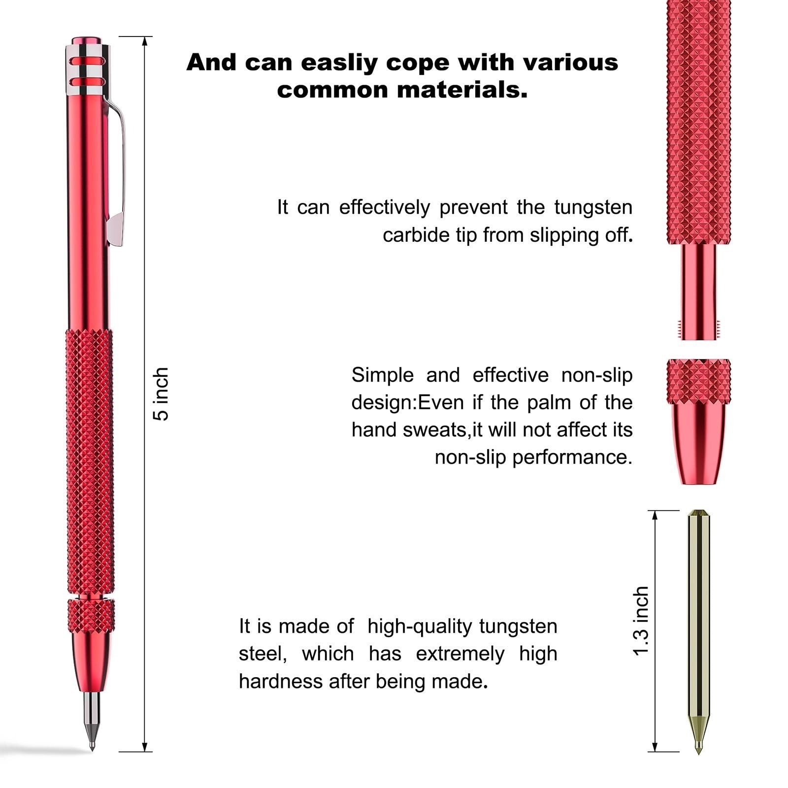 Glieskir Tungsten Carbide Scriber Tool Set - 4 Pack with Ruler & Tips