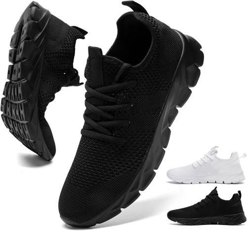 Mens Running Shoes Walking Tennis Sneakers Slip on Gym Workout 11.5, B Black