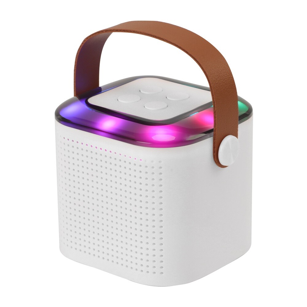 Portable White Bluetooth Karaoke Speaker Machine Kids Mics