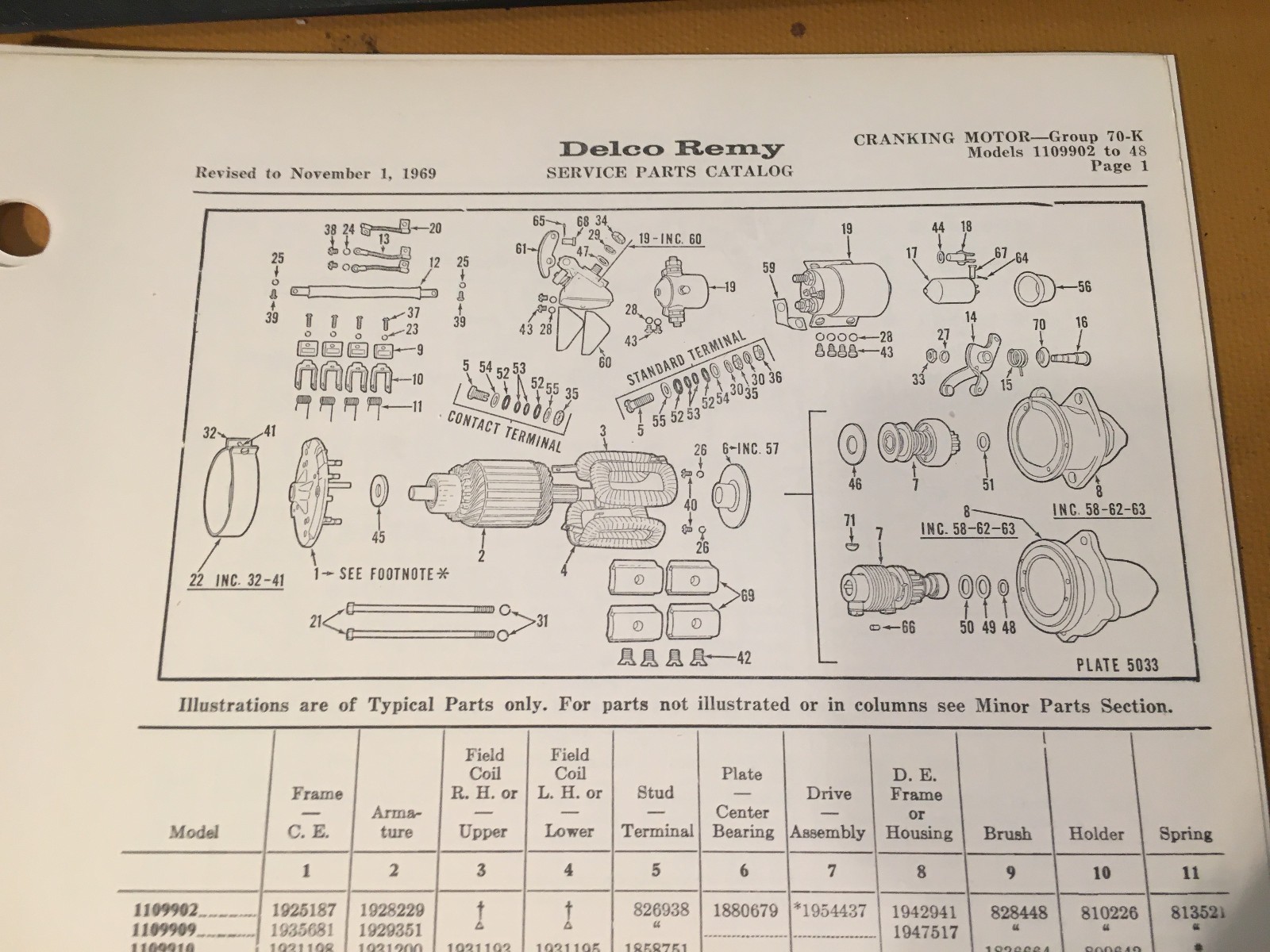 Delco-Remy Cranking Motor 1109902 to 1109948 Parts List Instructions
