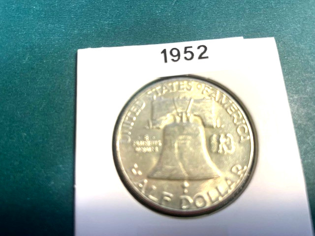 1952 Franklin Half dollar almost AU 90% silver