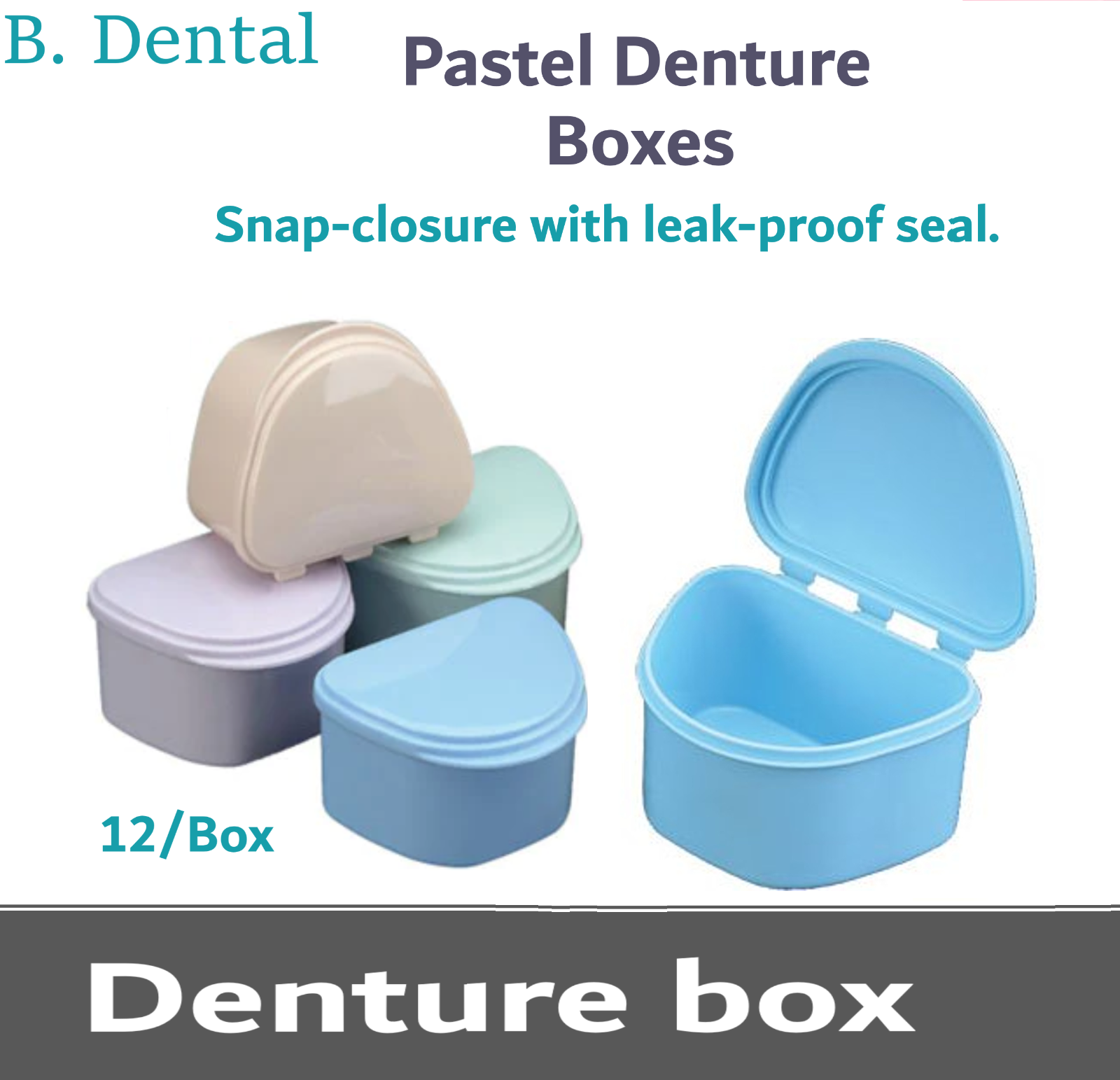 Dental Denture Box Pastel ™ DENTURE BOX Denture Retainer Case- 3' Deep, 12/Bx