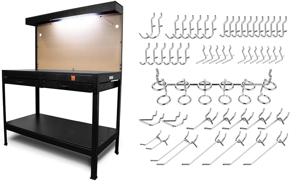 WB4723T 48-Inch Workbench W/ Power Outlets & Light Black