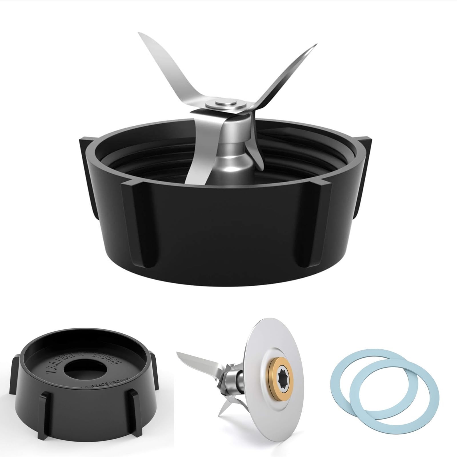 for Oster Blender Replacement Parts Blender Blade with Jar Base Cap and 2 Rub...