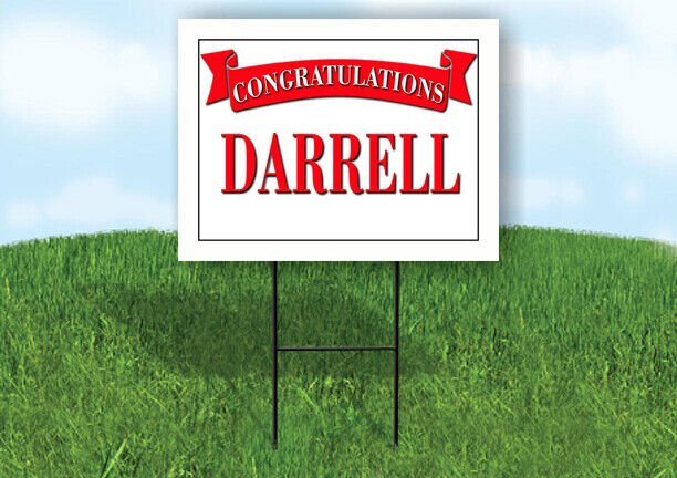 DARLENE CONGRATULATIONS RED BANNER 18in x 24in Yard sign with Stand