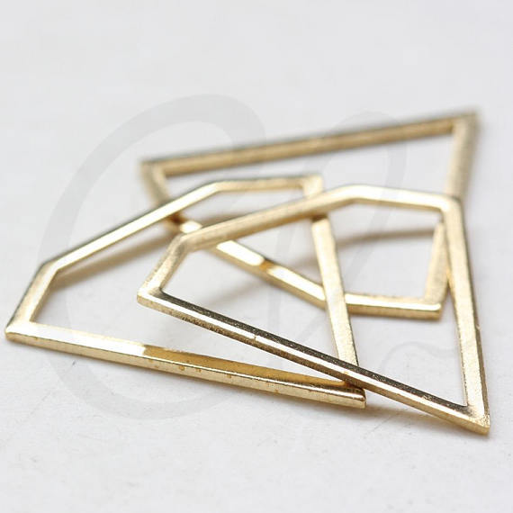 6 Pieces Raw Brass Diamond Bead Frame - 31x32.7mm (3631C)