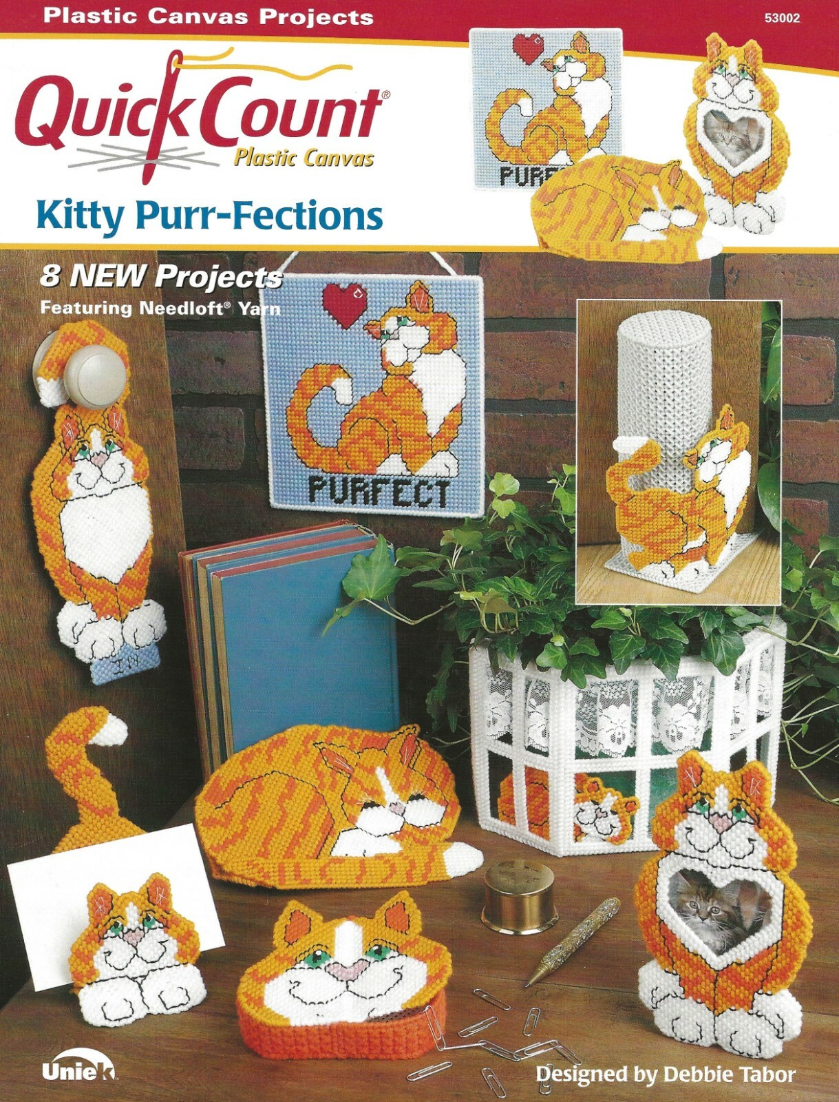 Kitty Purr-fections Plastic Canvas Mail Organizer Box Door Hanger Basket Bookend