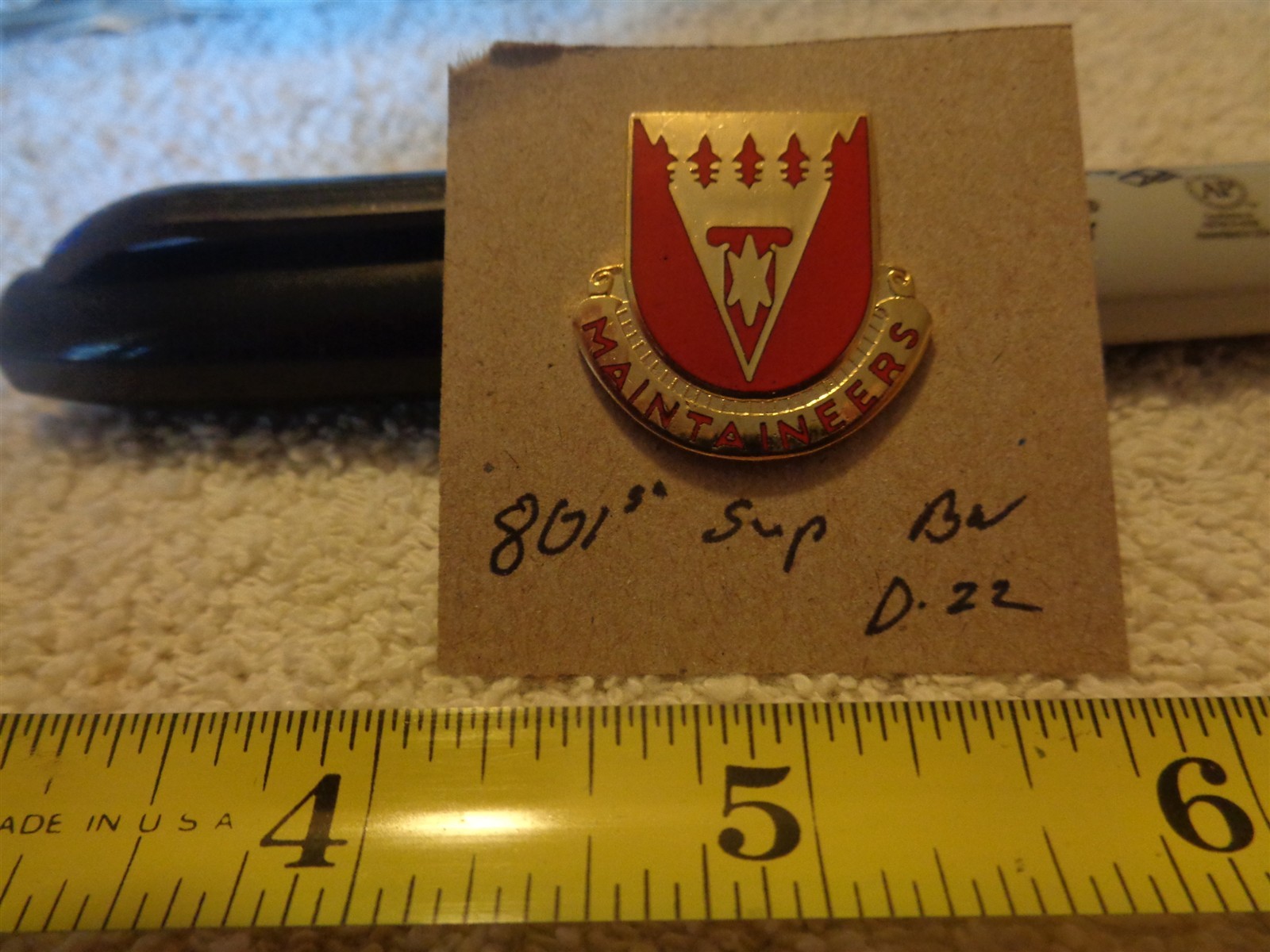 801st Support Battalion D-22 Unit Crest, DI, DUI (DRAW#93)