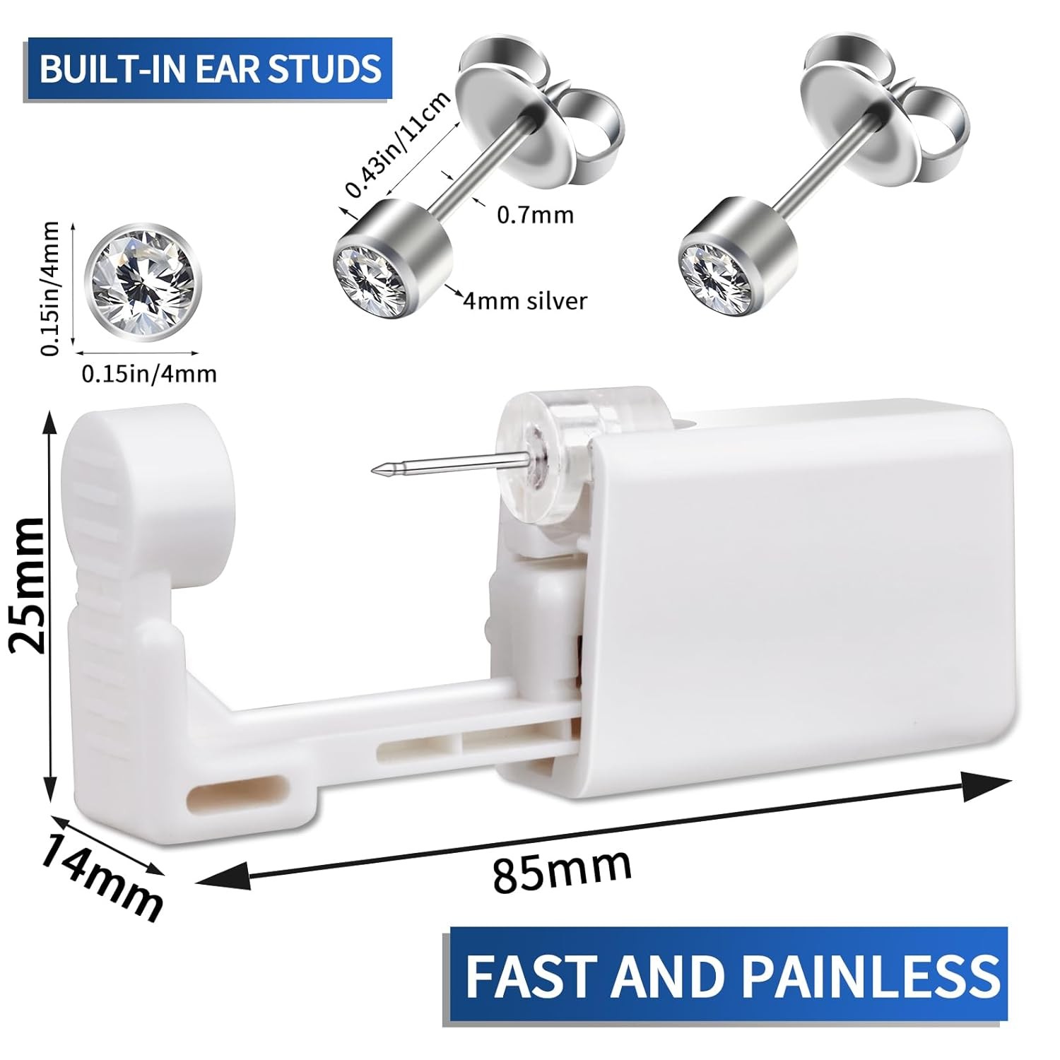 Safety Ear Piercing Kit,Disposable Self Kit With 2pc Gun,4...
