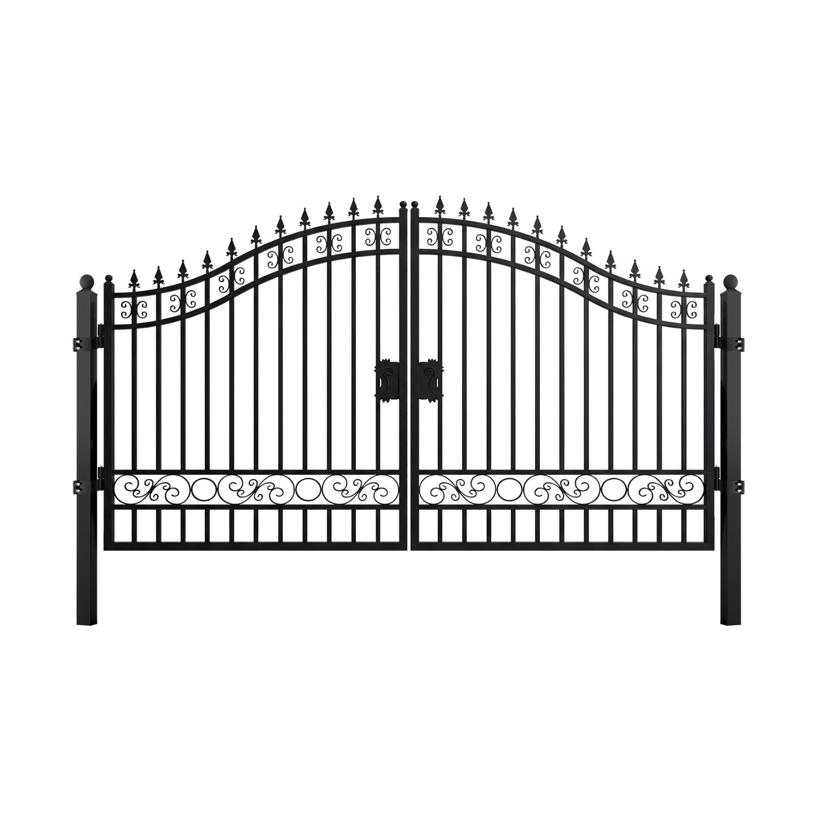 12FT Steel Driveway Gate Set w/ Posts – Dual Swing | Powder Coated Anti-Rust