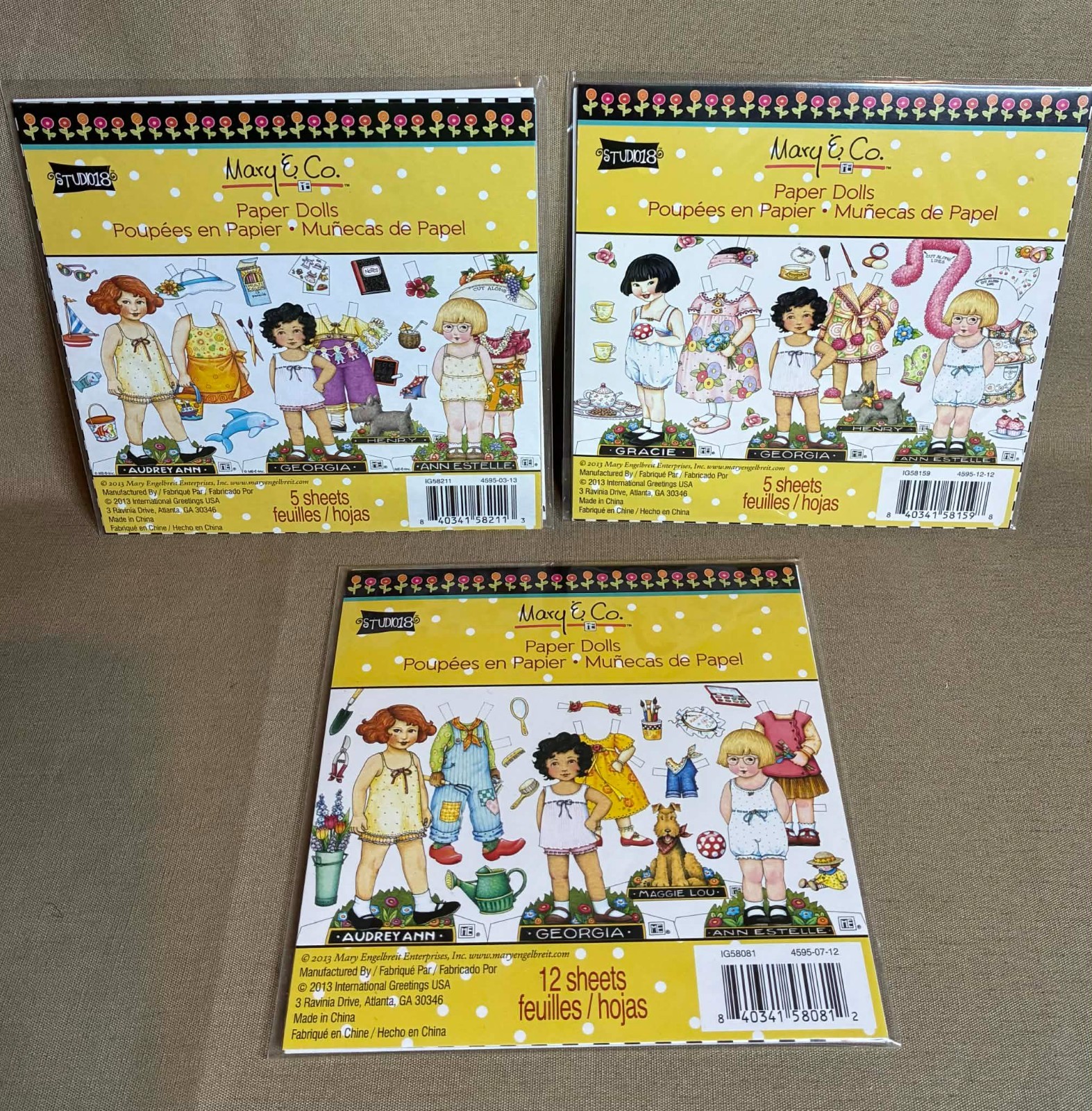3 NEW Mary & Co Engelbreit Paper Doll Dolls Paper Pack Scrapbooking Studio18