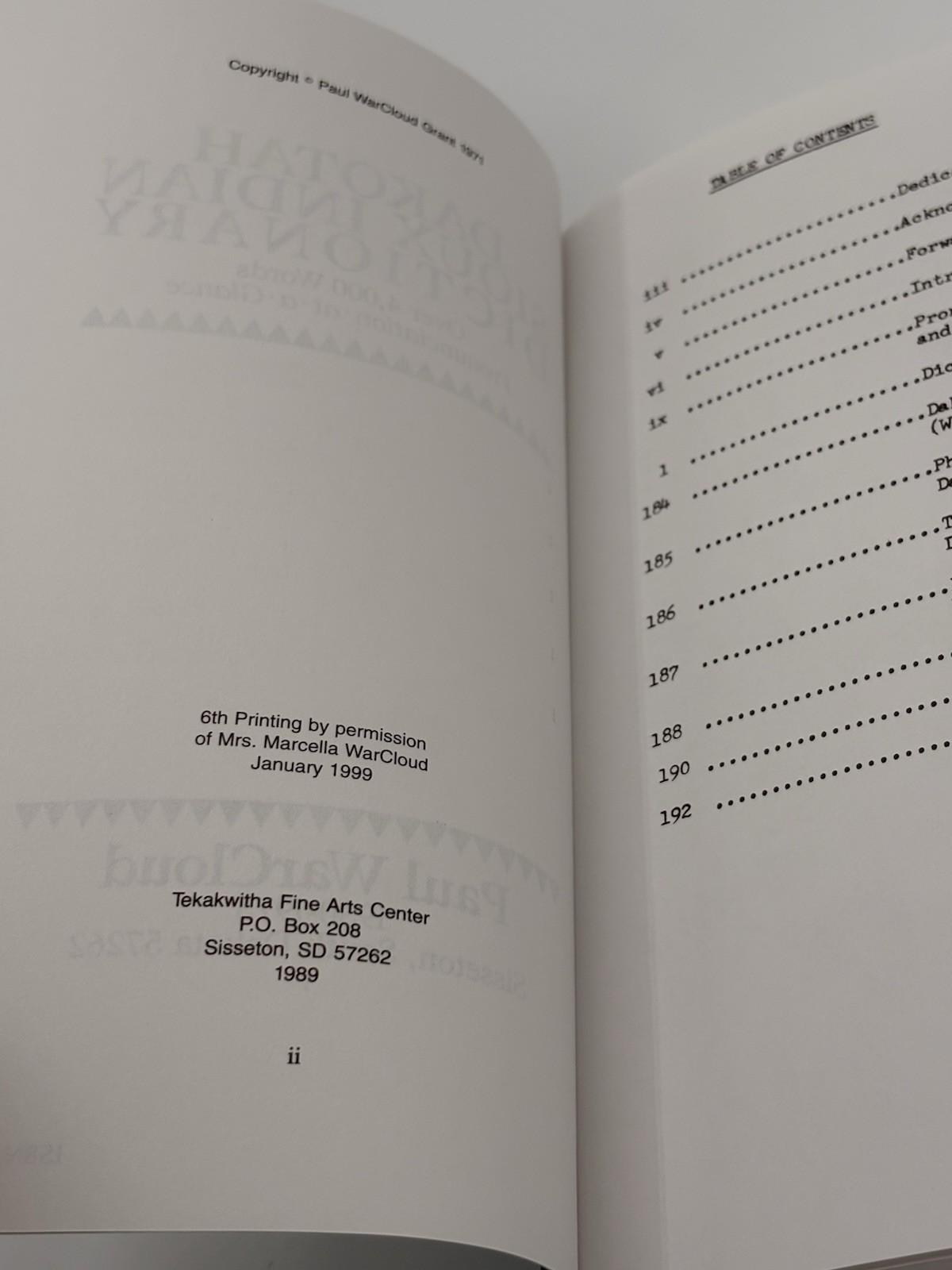 Dakotah Sioux Indians Dictionary Paul Warcloud 1999