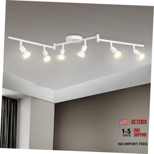 6 Light Track Lighting Fixture, GU10 Rotatable Heads, Matte White, 6 Lights
