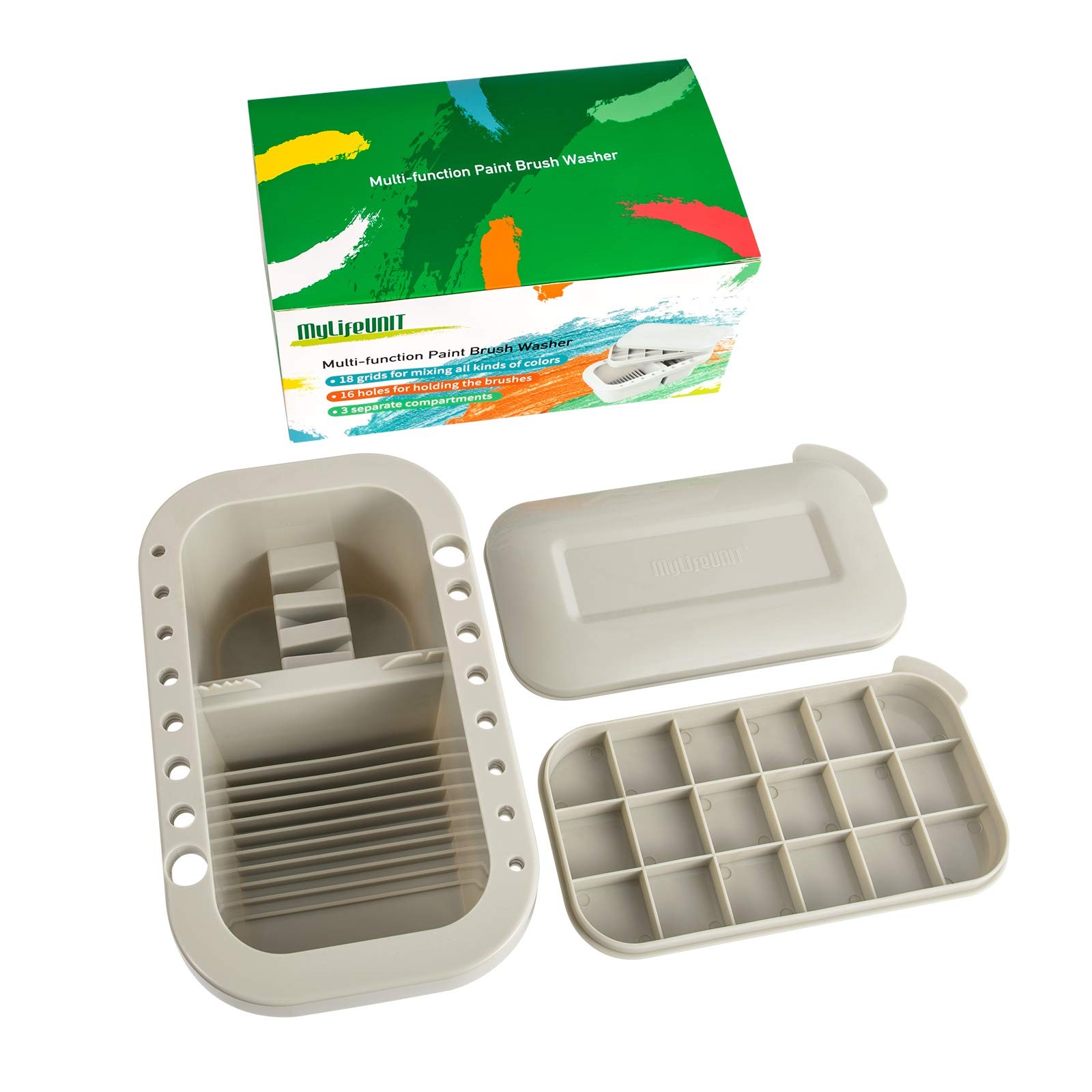 MyLifeUNIT Paint Brush Cleaner, Paint Brush Holder and Organizers with Palette