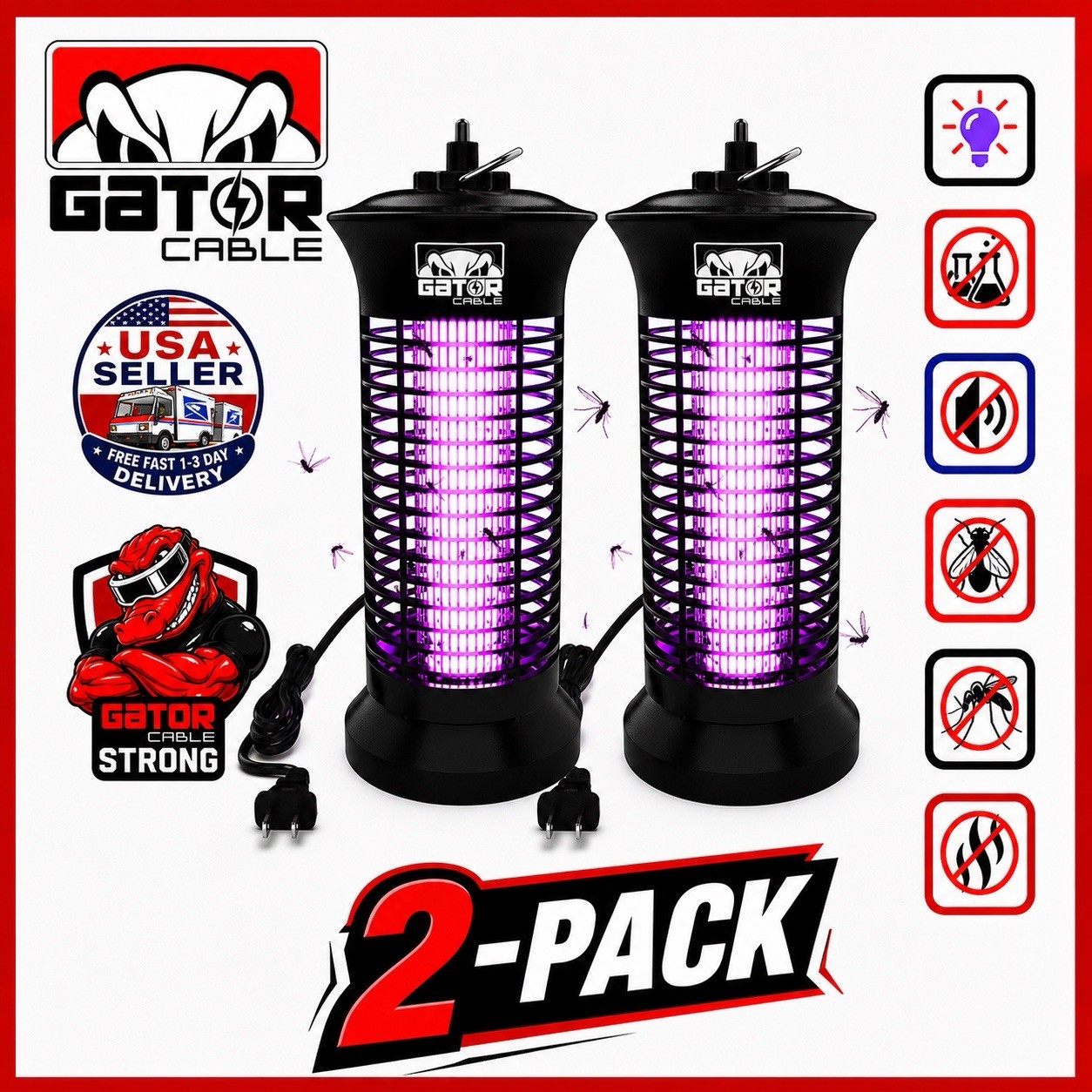 2-Pack Electric Mosquito Insect Fly Bug Zapper Killer Lamp Light Pest Control